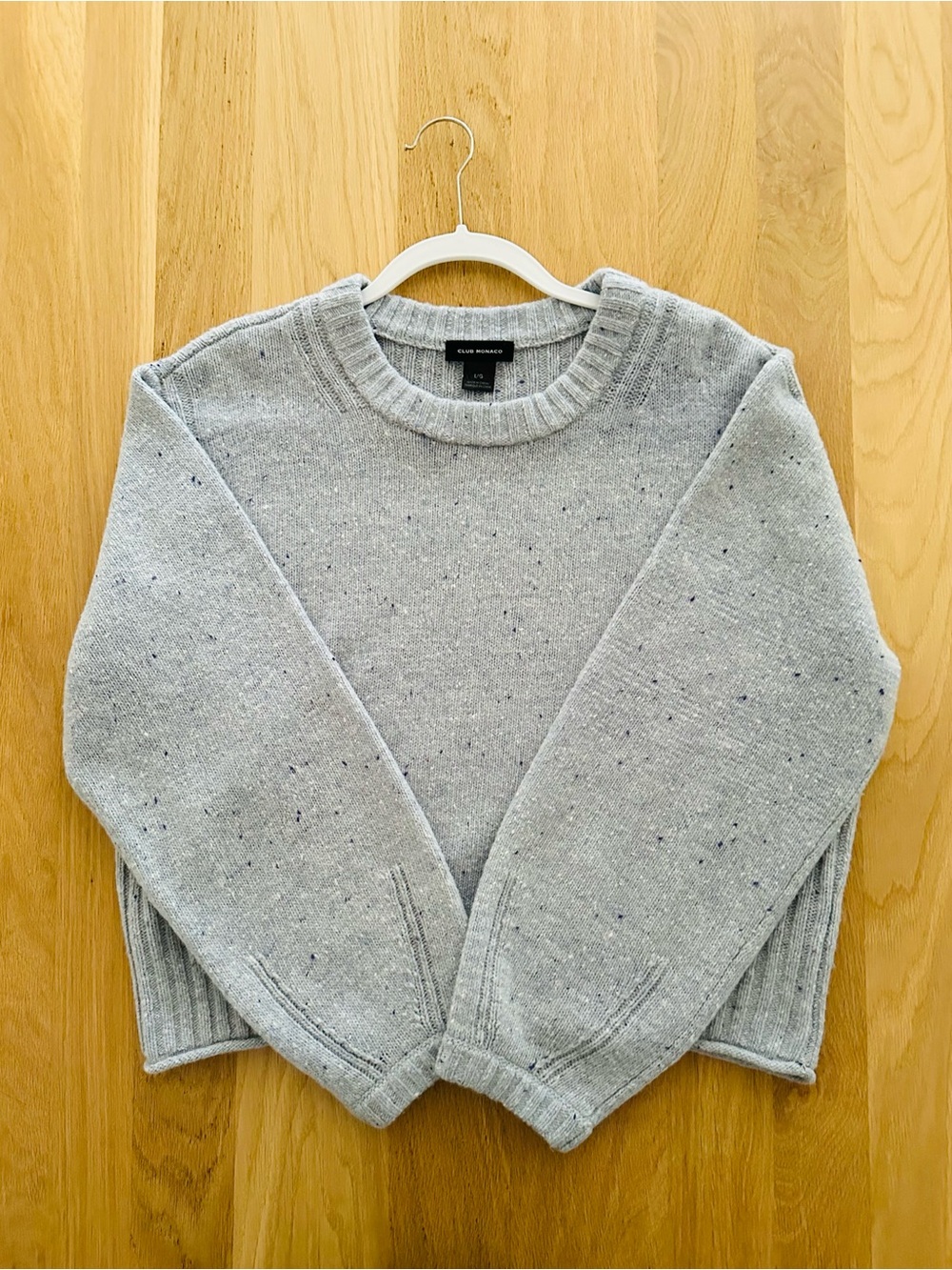 NWOT Club Monaco pale blue Donegal wool Crewneck Sweater